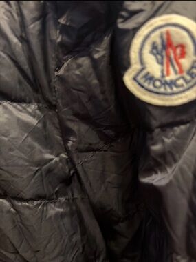 Moncler Black Quilted Down Jacket with Patch